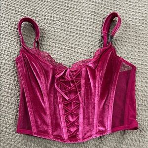 Victoria's Secret NWT hot velvet pink  Lace Corset Top Bustier Bralette small